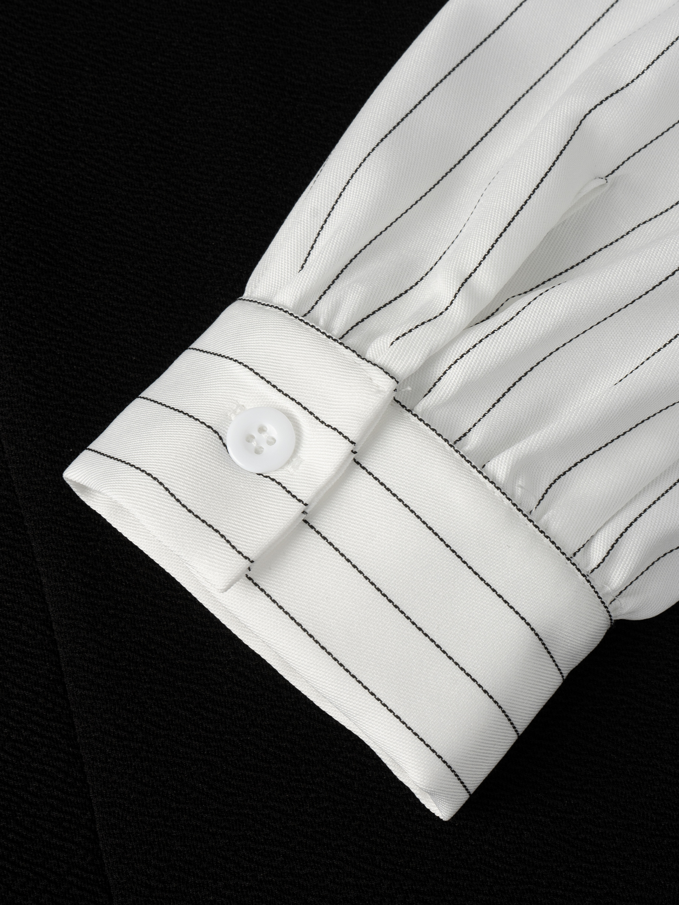 Woman's White Striped Sleeve Bustier Top & Black High-Waisted Flared Pants Two-Piece Set-Aegean-sea