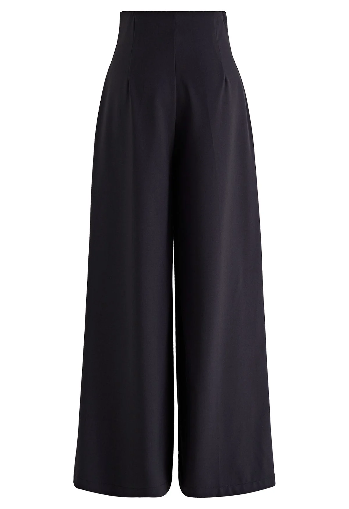Women's Black High-Waisted Wide Leg Trousers-Aegean-sea