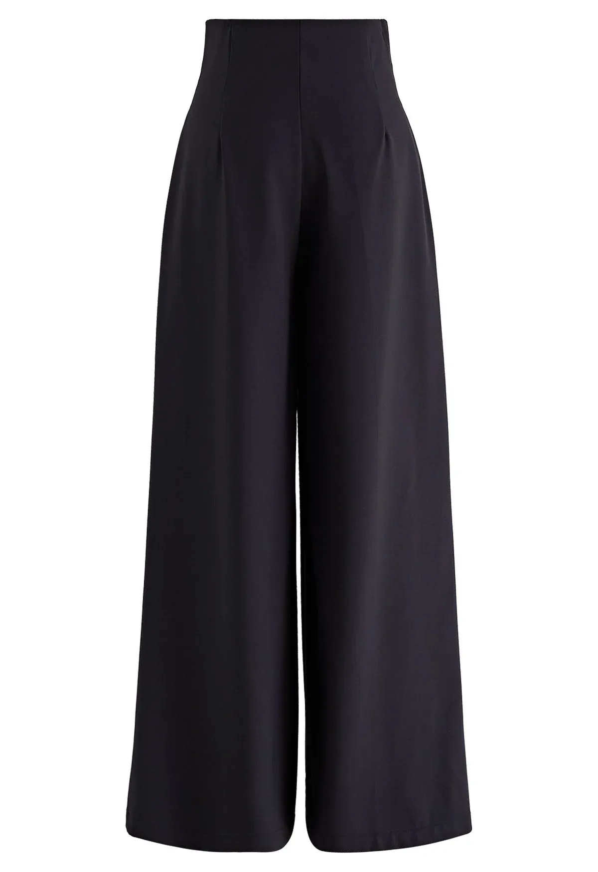 Women's Black High-Waisted Wide Leg Trousers-Aegean-sea