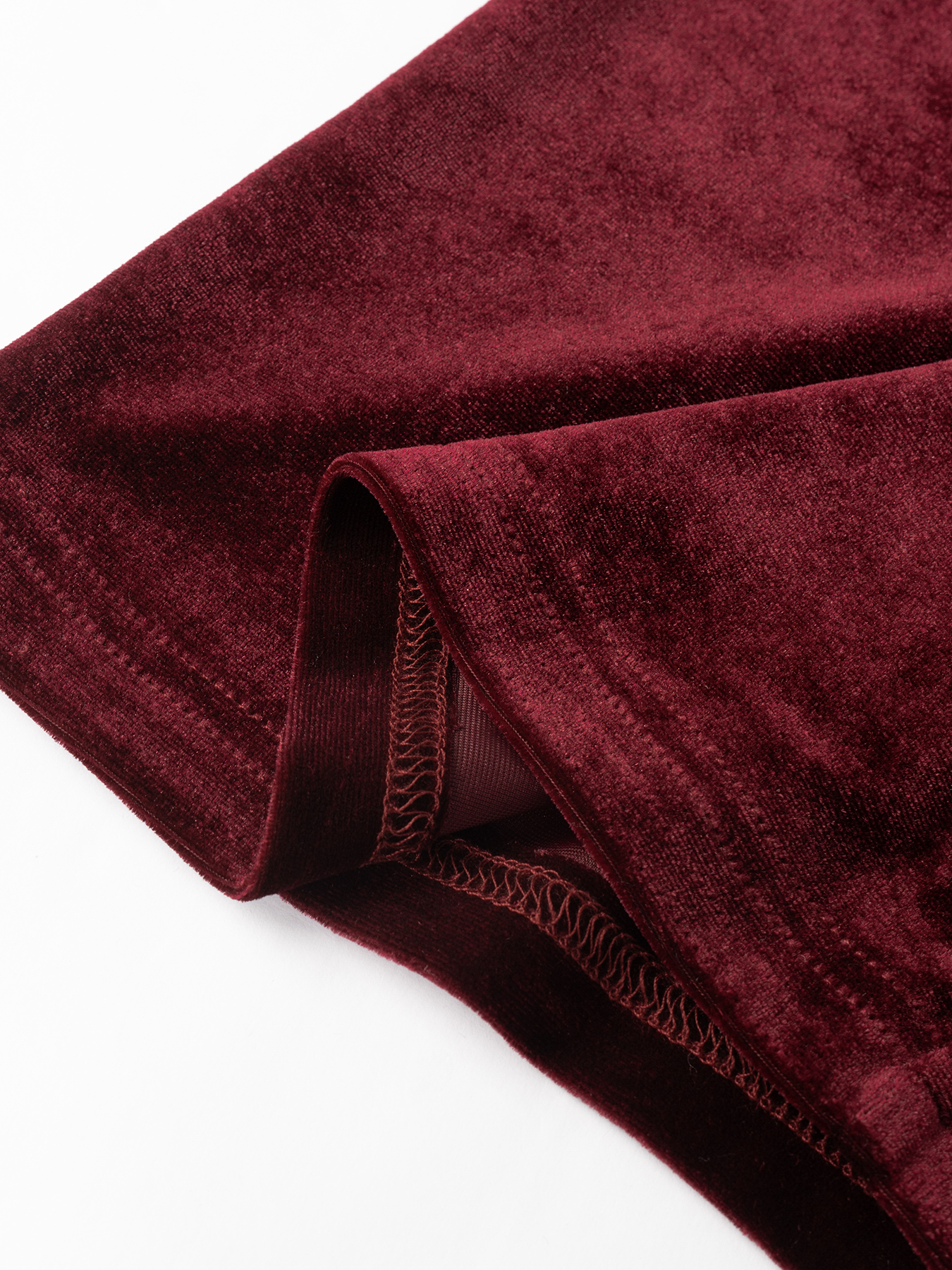 Woman's Burgundy Velvet High-Waisted Wide-Leg Pants