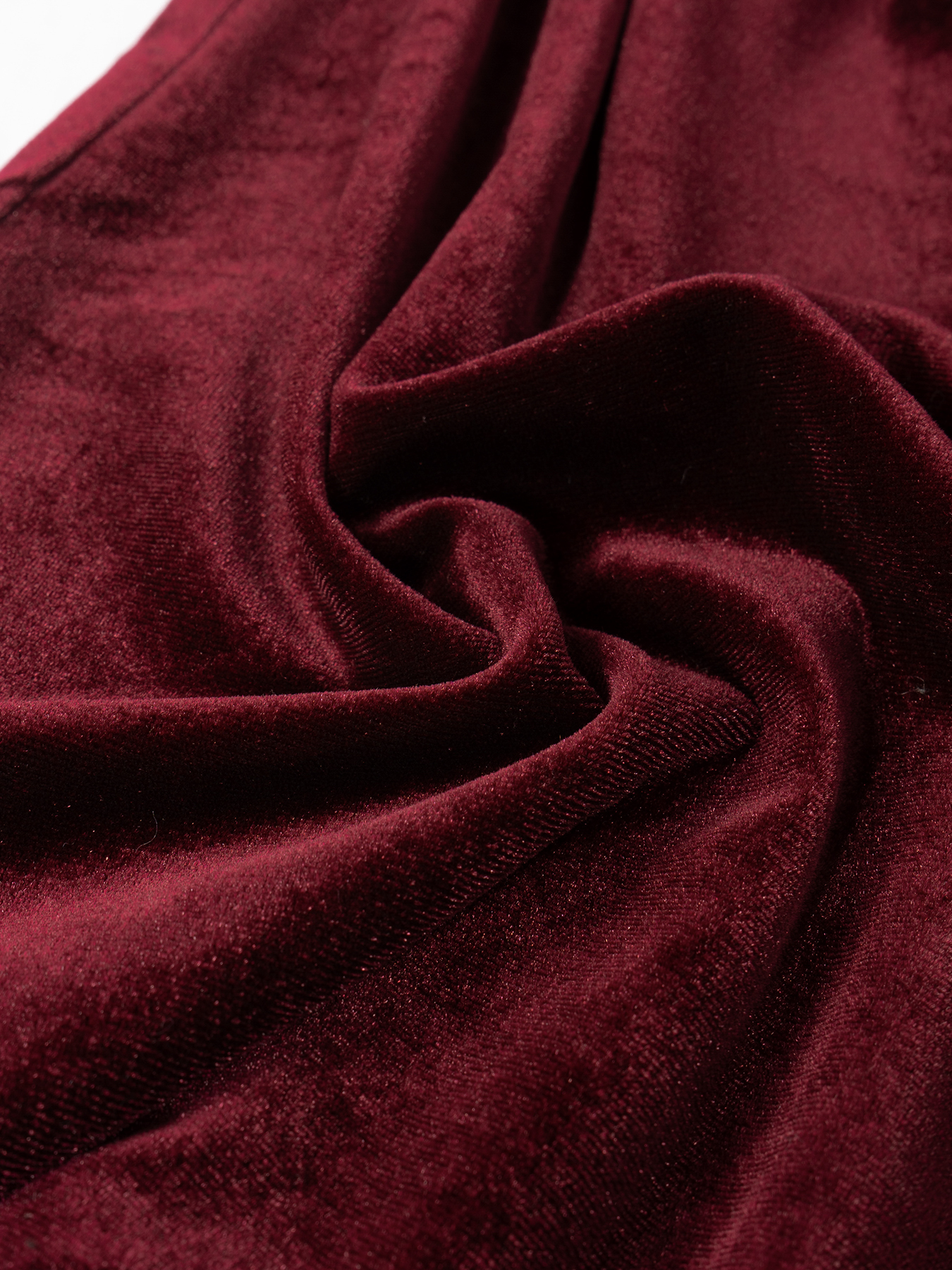 Woman's Burgundy Velvet High-Waisted Wide-Leg Pants