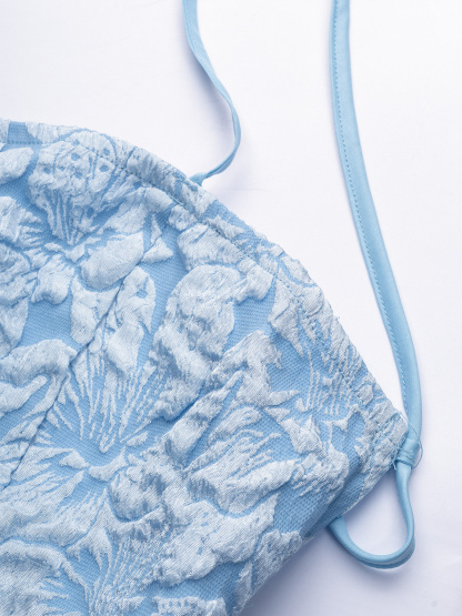 Women's Spaghetti Strap Floral Jacquard Mermaid Maxi Dress - Square Neck Bodycon Evening Gown