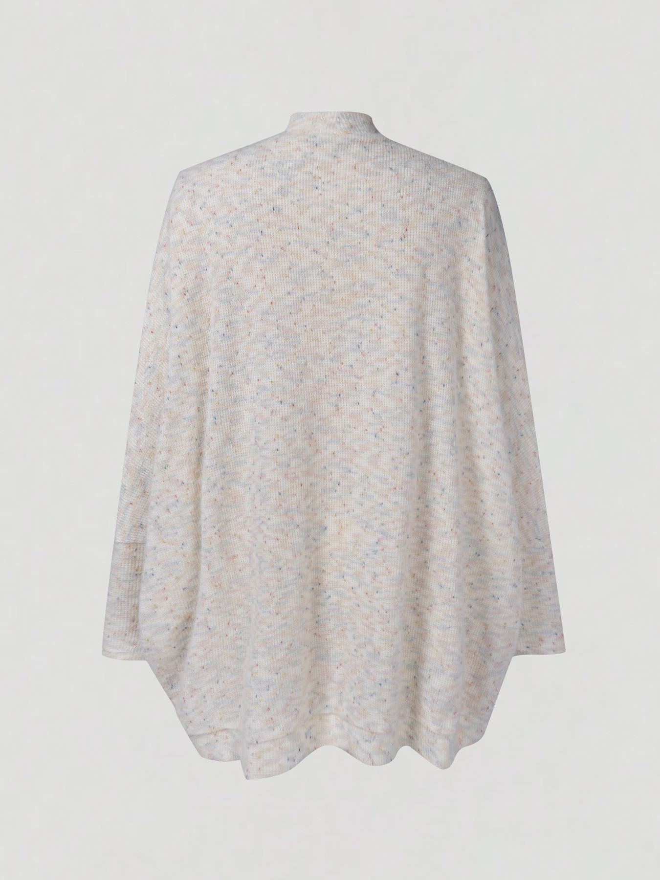 Cárdigan de punto moteado de frente abierta para mujer con mangas batwing-Aegean-sea