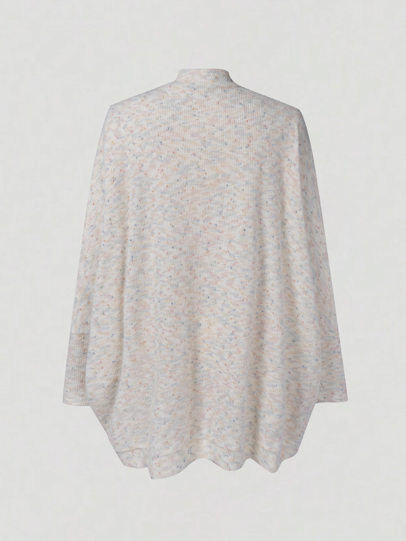 Cárdigan de punto moteado de frente abierta para mujer con mangas batwing-Aegean-sea