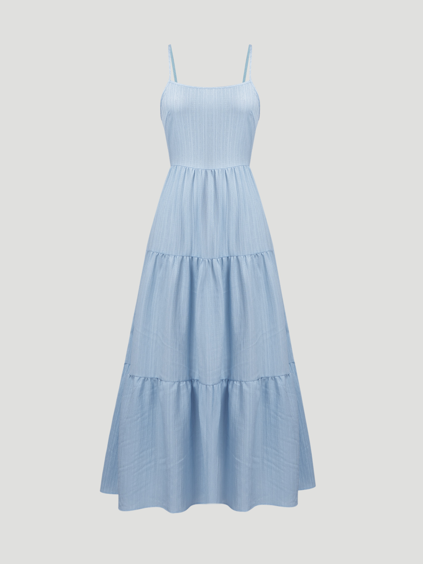 Woman's Back Bow Spaghetti Strap Tiered Maxi Dress : Loose Slimming Elegant Long Dress