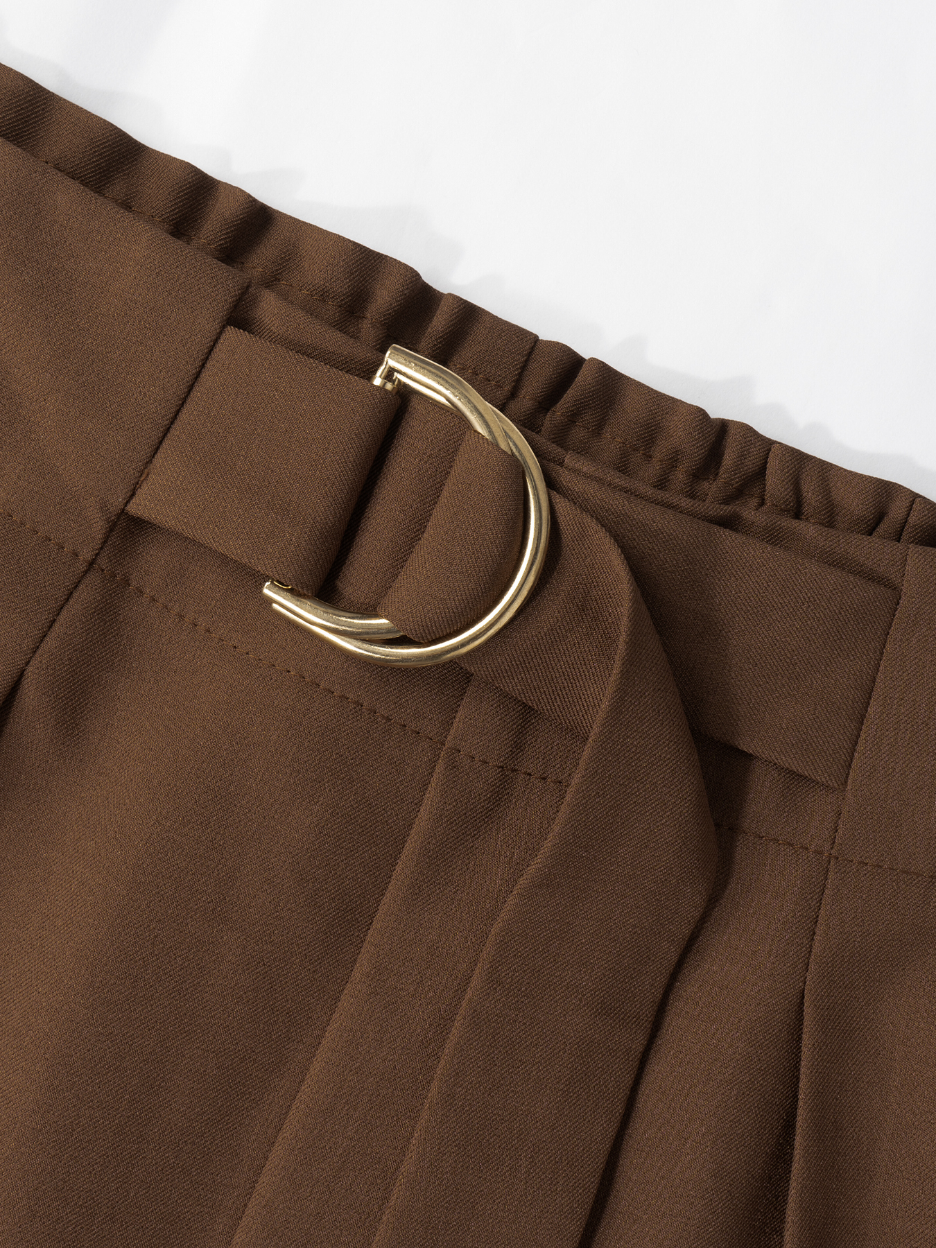 Women's Elegant High Waisted Pleated Tapered Pants with D-Ring Belt