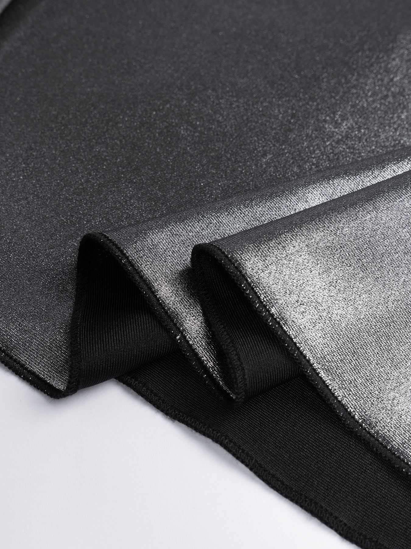 Black-and-silver pearl-stitched dress. Long skirt with square neck and long sleeves, tight and shiny. Sexy dress for dinner parties.-Aegean-sea