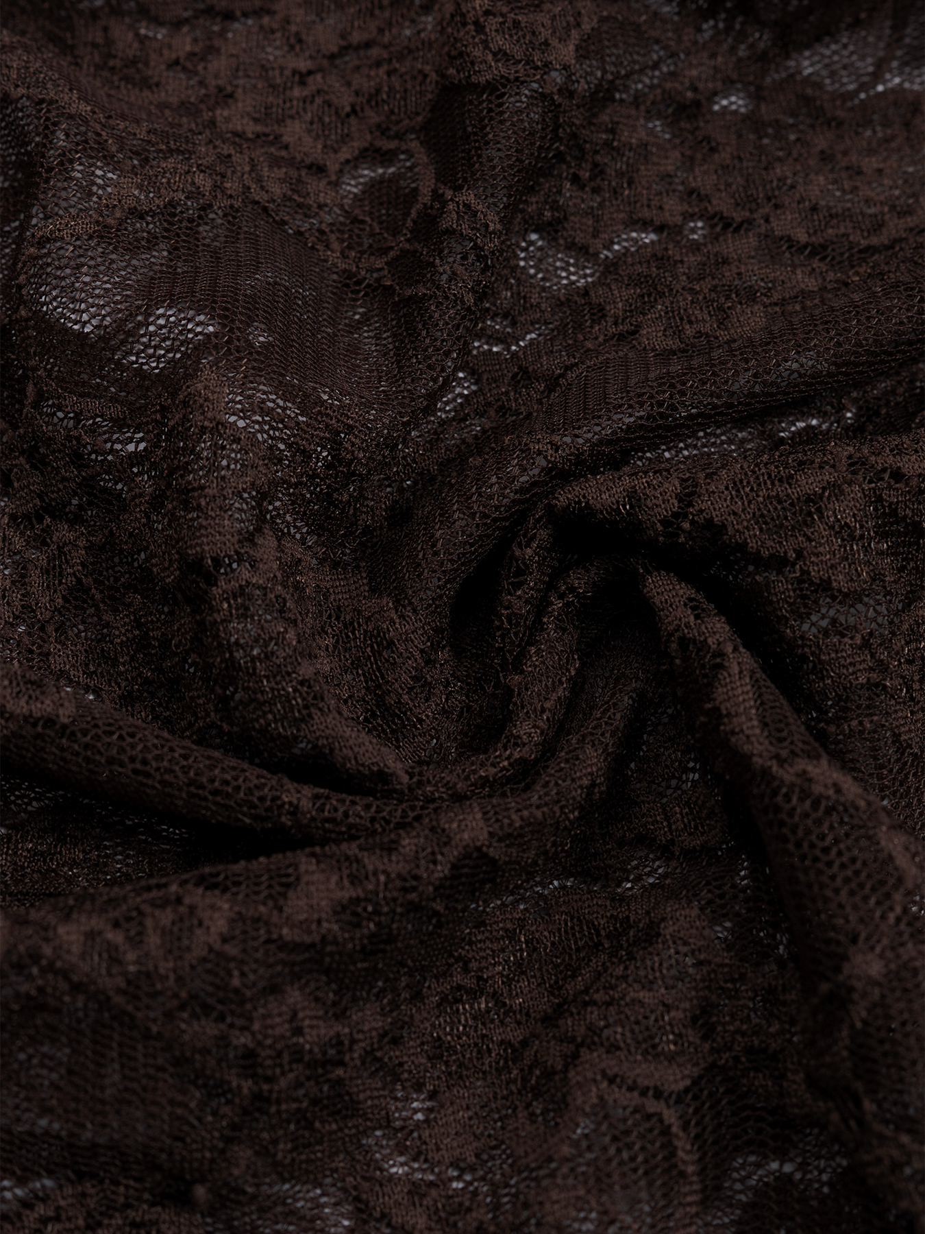 Brown single-shoulder lace through long-sleeved tailored top