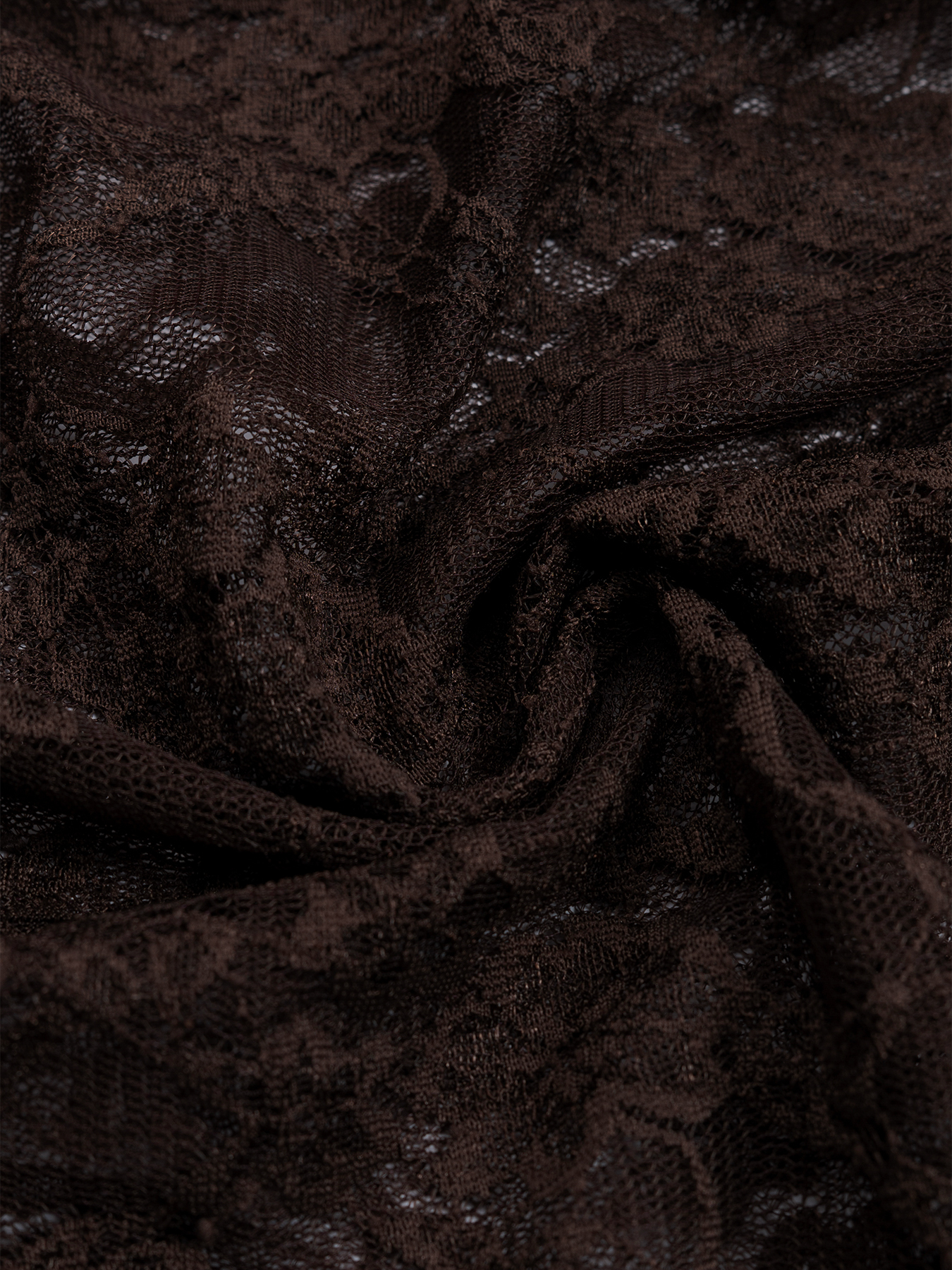 Brown single-shoulder lace through long-sleeved tailored top