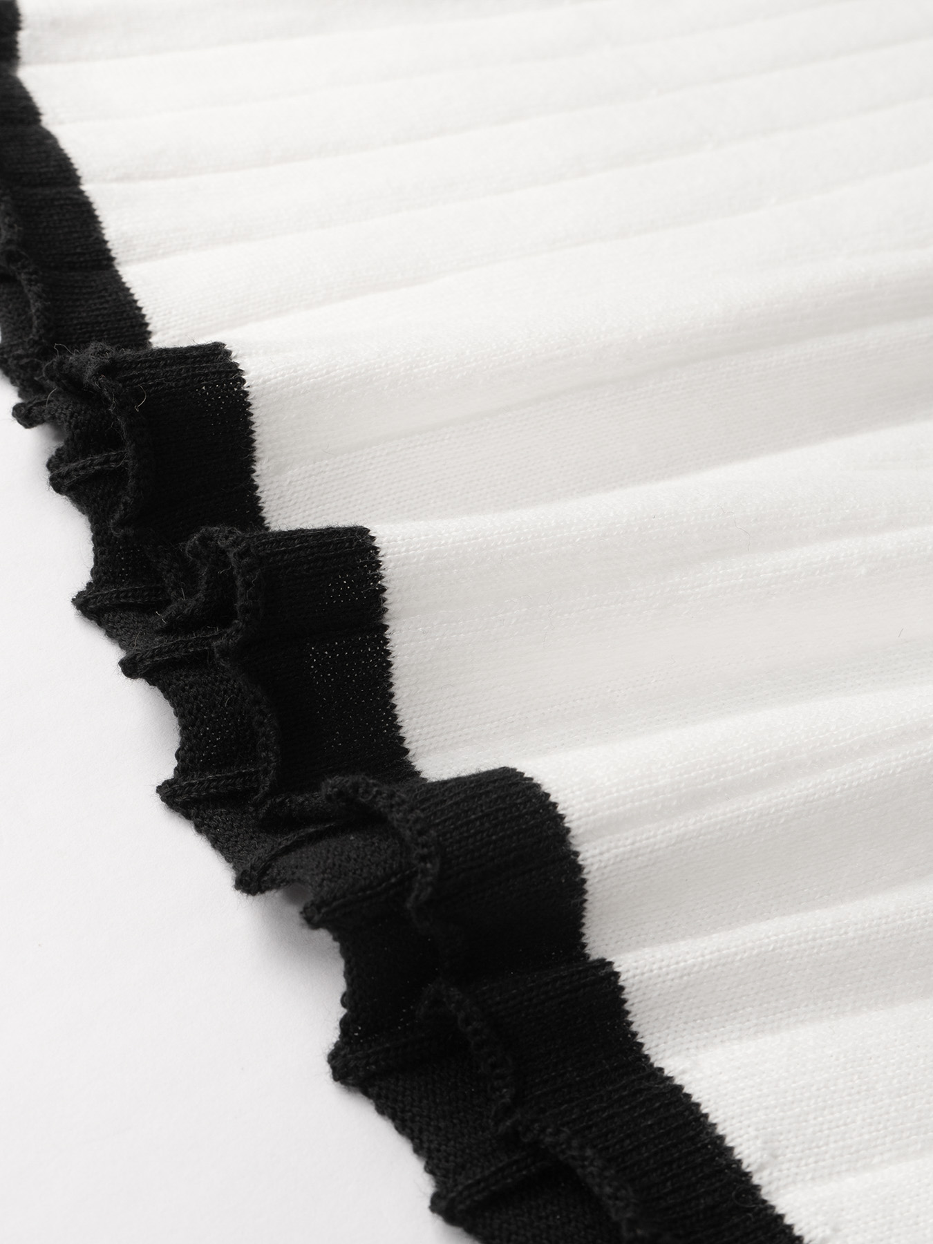 Vestido de jersey ondulado de manga larga de punto de cuello alto de rayas negras y blancas para mujer-Aegean-sea