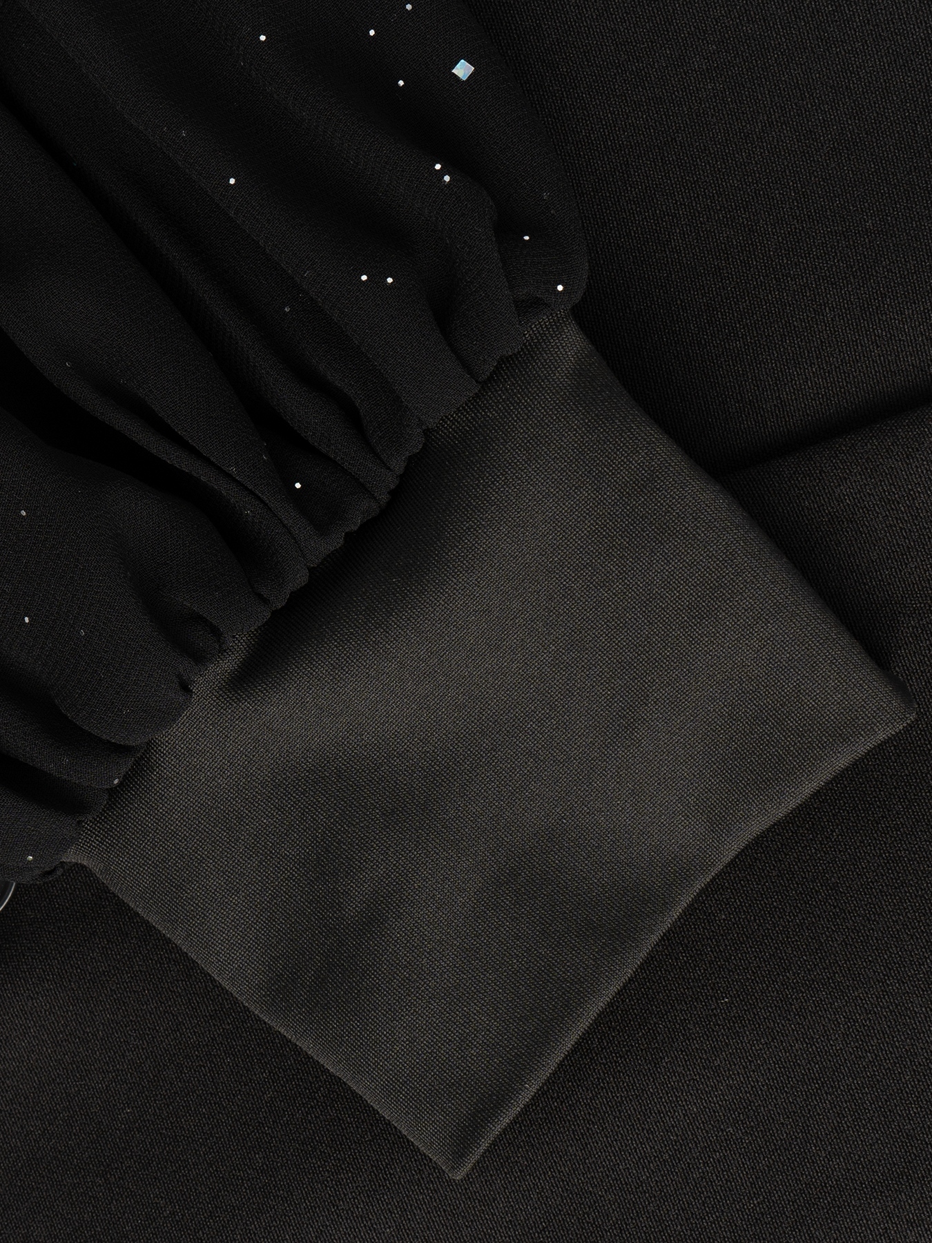 Women's Black Sheer Puff Sleeve V-Neck Button-Front Fitted Waist Vest-Style Blouse-Aegean-sea