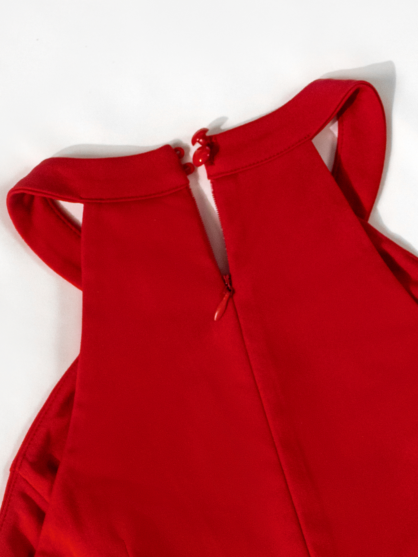 Woman's Bold Style Red Halter Neck Dress: Cutout Ruffle Fitted Slit Mini Formal Dress