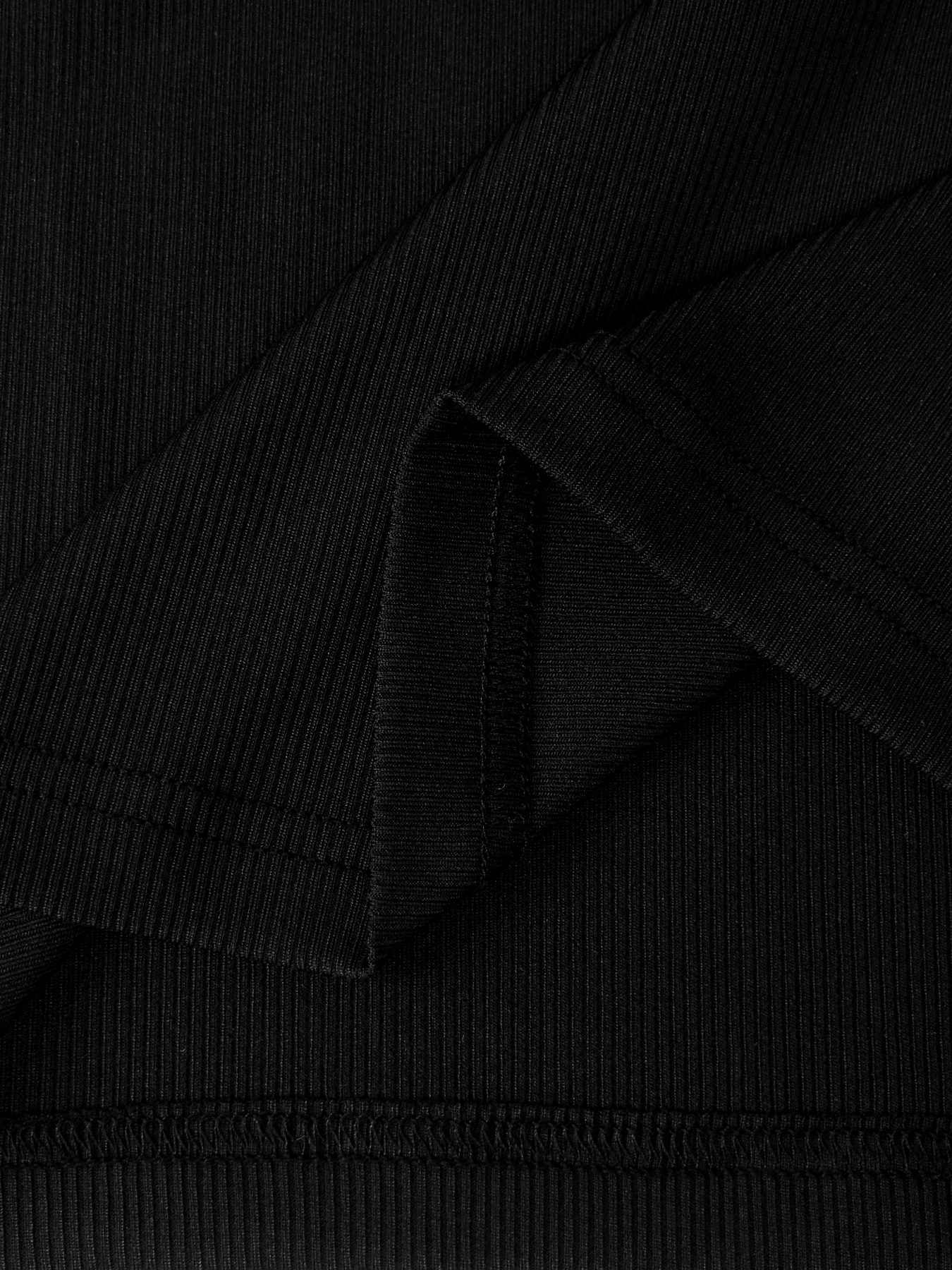 Vestido midi escotado negro de manga larga con cuello en V y cintura estrecha para mujer-Aegean-sea