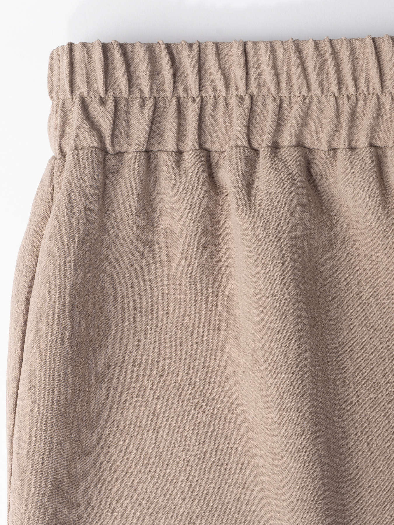 Khaki V-neck cotton hemp suit for women Loose bat-sleeved top wide-legged pants