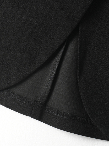 Woman's Black Sleeveless Button-Front Peplum Waistcoat