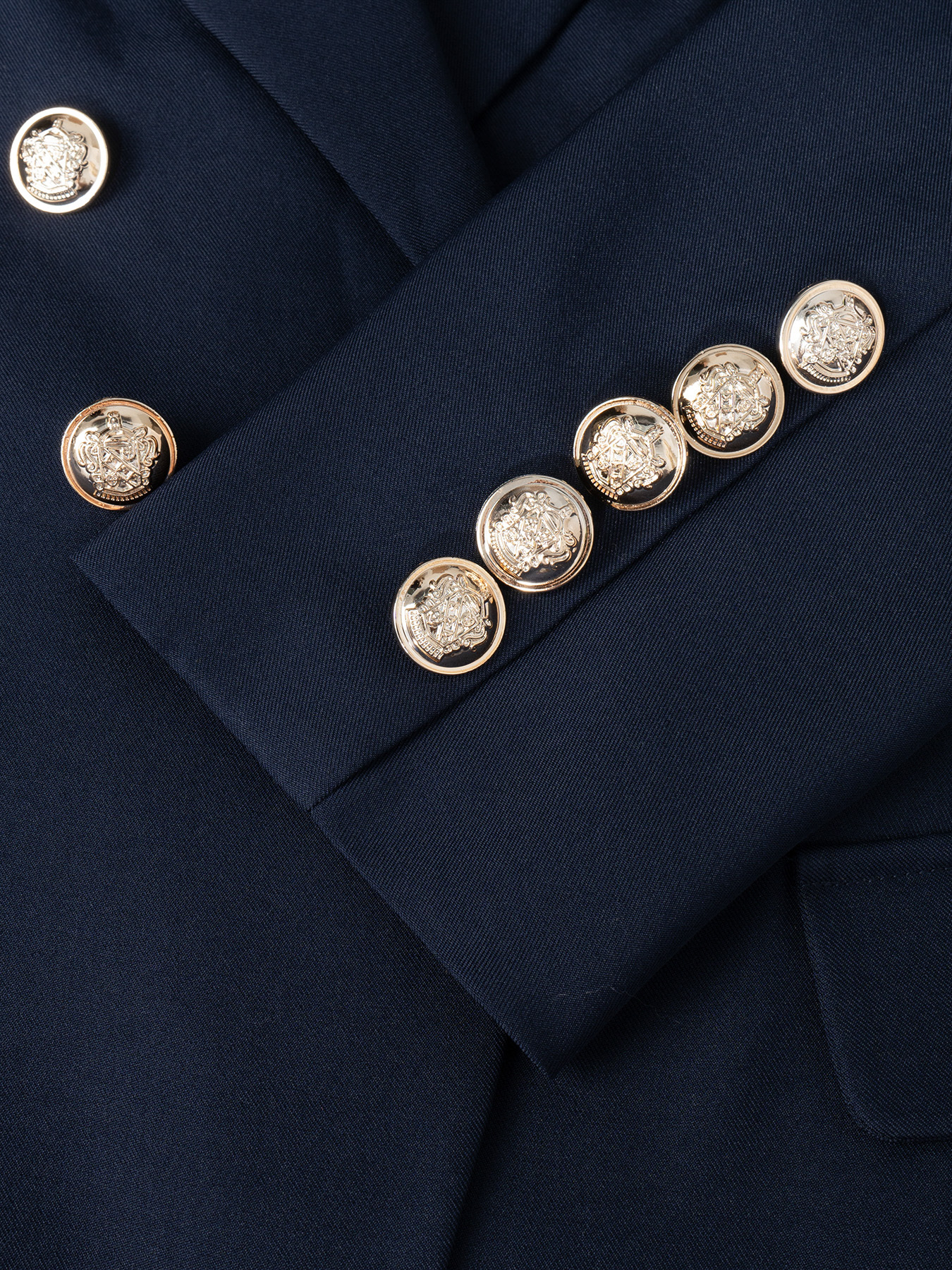 Navy Blue Double-Breasted Blazer with Gold-Tone Buttons