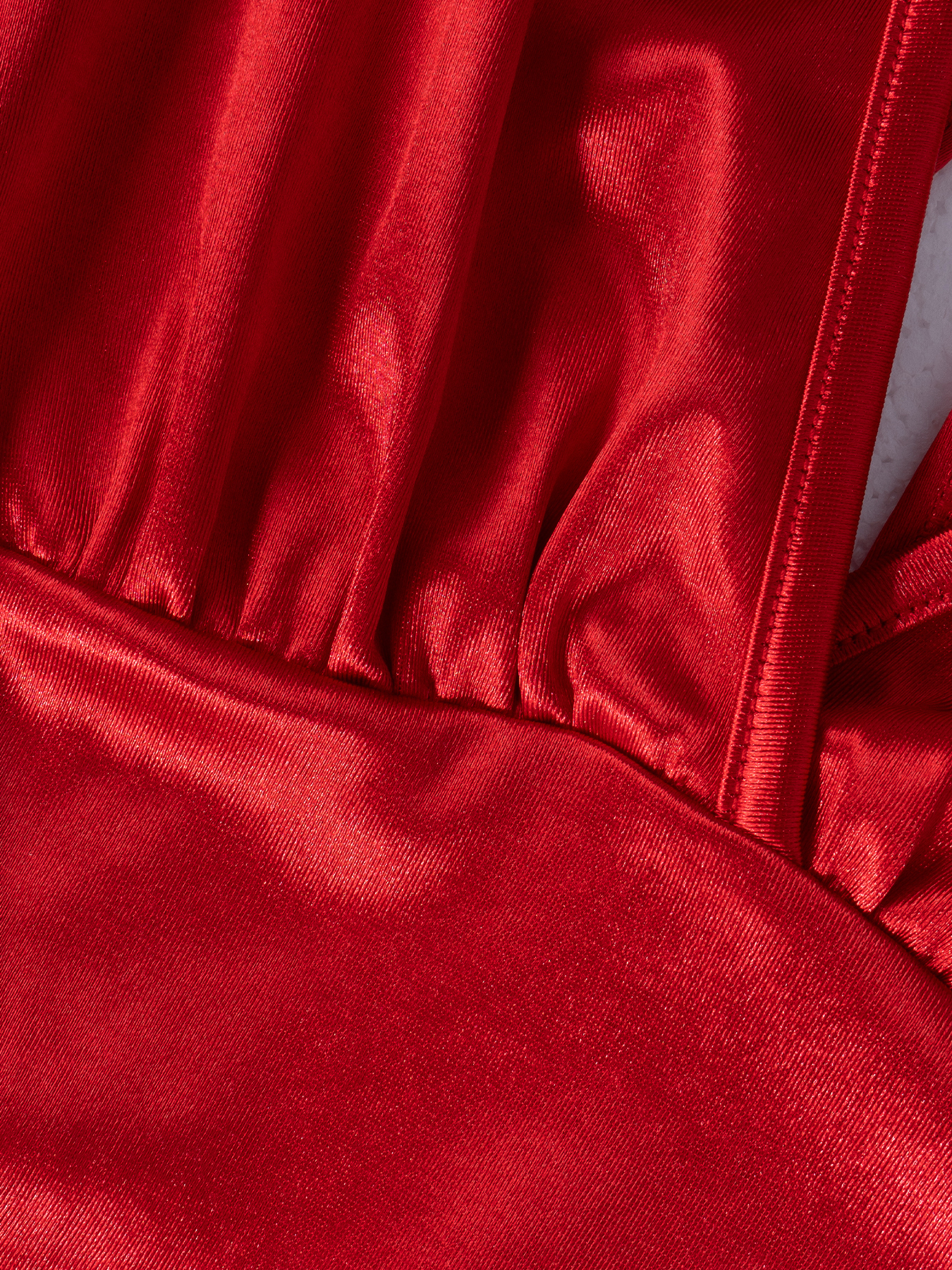 Women's Red Satin Deep V-Neck Bell Sleeve Crop Top-Aegean-sea