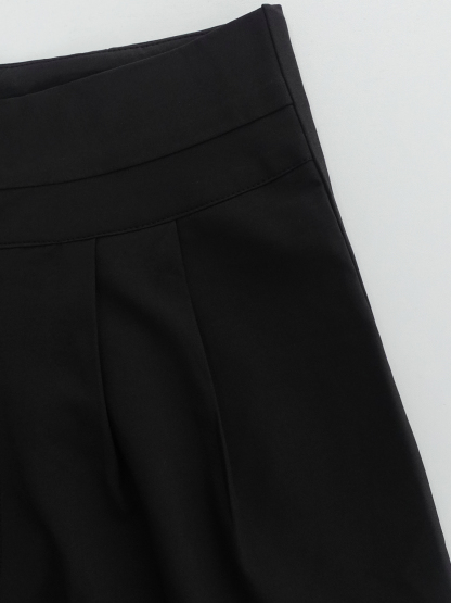 Women's Black High-Waisted Wide Leg Trousers-Aegean-sea