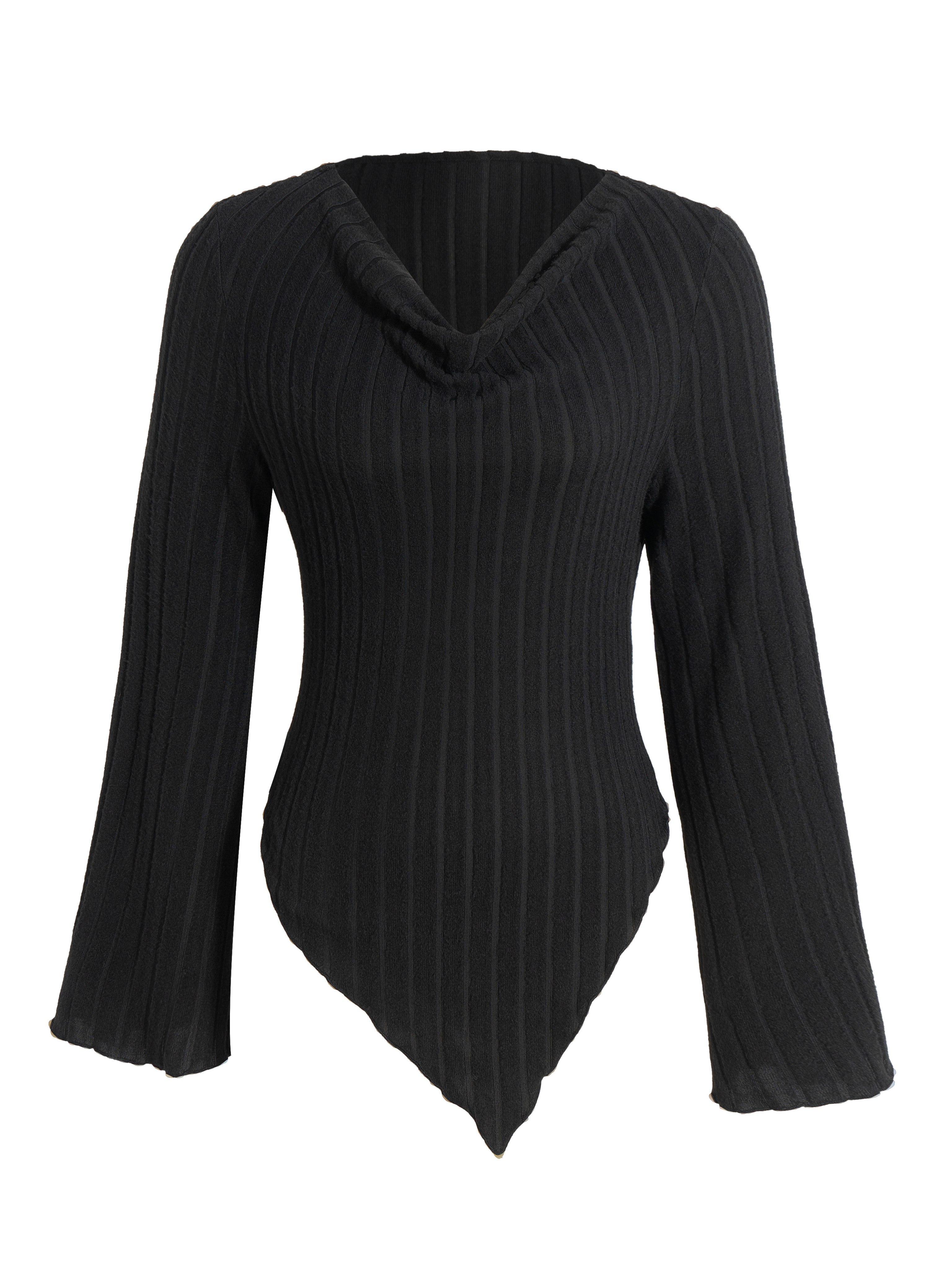 Women's Slim Fit Ribbed Knit Top-Aegean-sea