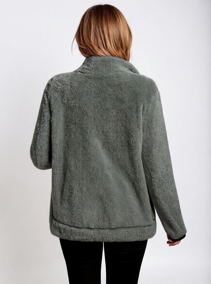 Women's Plush Fleece Jacket | Ultra-Soft Longline Coat with Pockets-Aegean-sea