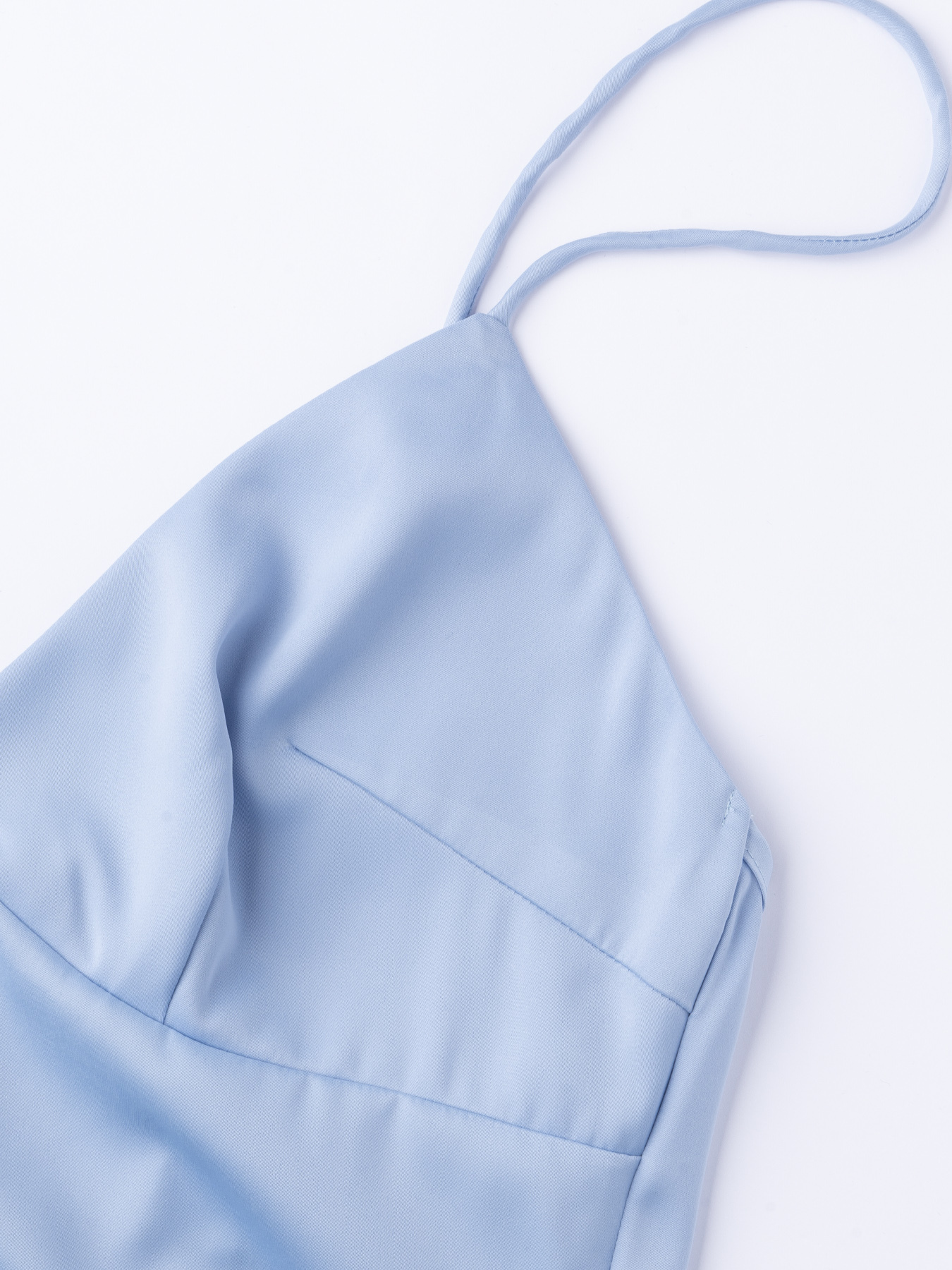 Light blue cross-necked full-length skirt, holiday-style dress