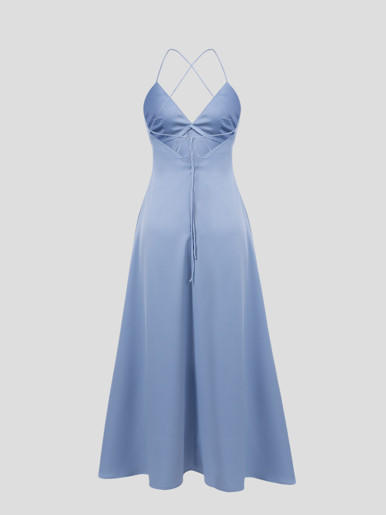Light blue cross-necked full-length skirt, holiday-style dress