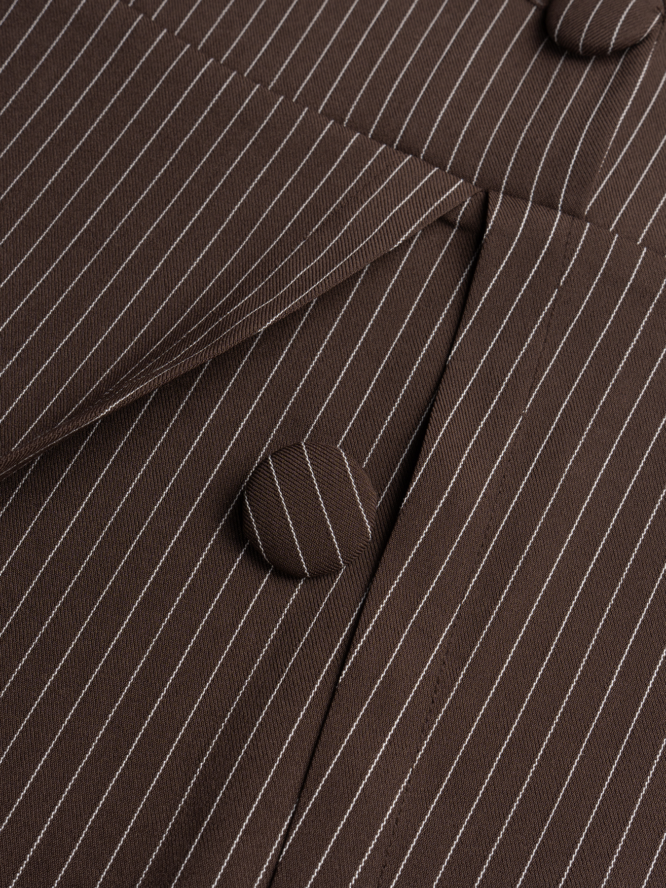 Brown Striped Suit Dress Woman Belted with Belt Roll-up Collar Long-Sleeve Short Skirt-Aegean-sea