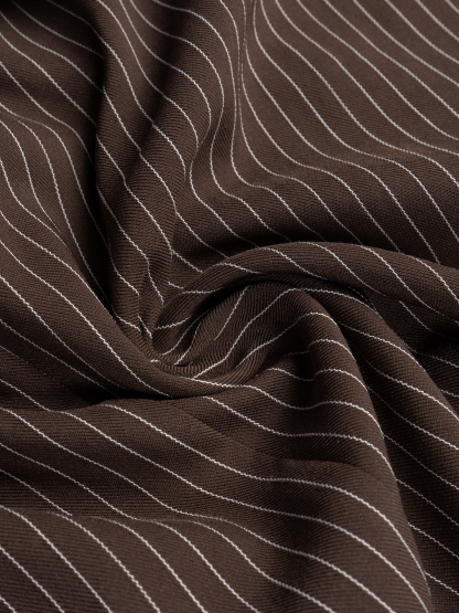 Brown Striped Suit Dress Woman Belted with Belt Roll-up Collar Long-Sleeve Short Skirt-Aegean-sea