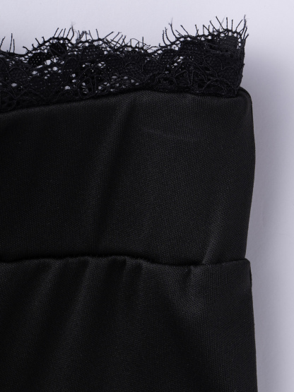 Black lace bell-bottomed pants, hot girl style high-waisted skinny flared pants