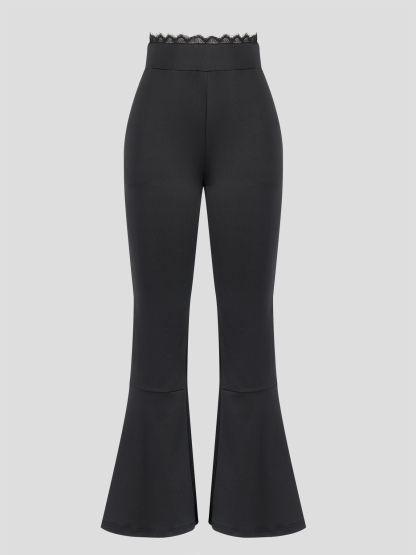 Black lace bell-bottomed pants, hot girl style high-waisted skinny flared pants