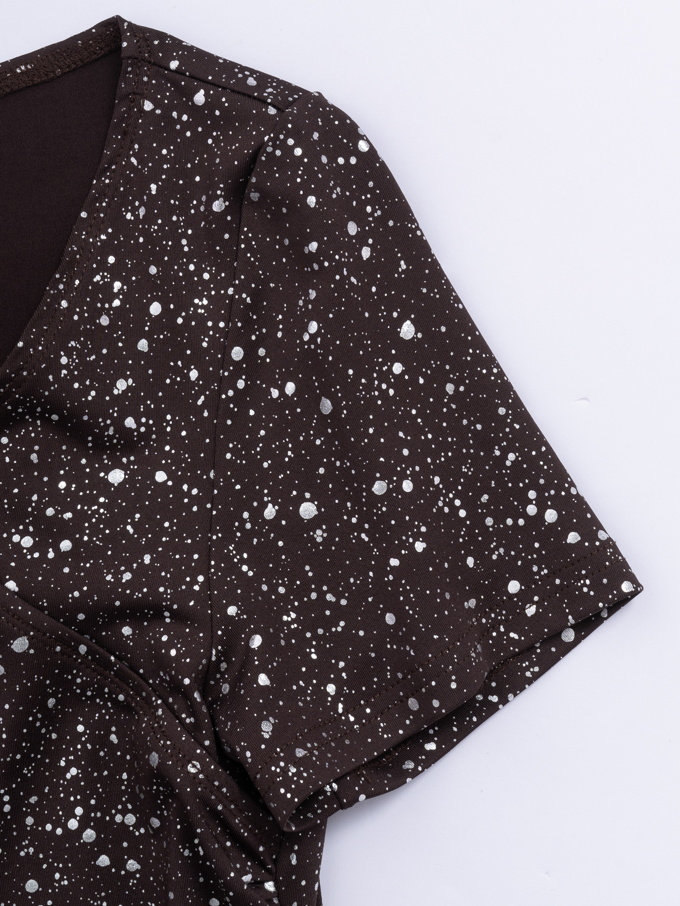 Dark brown sequined slant-collared sheath skirt, party short skirt