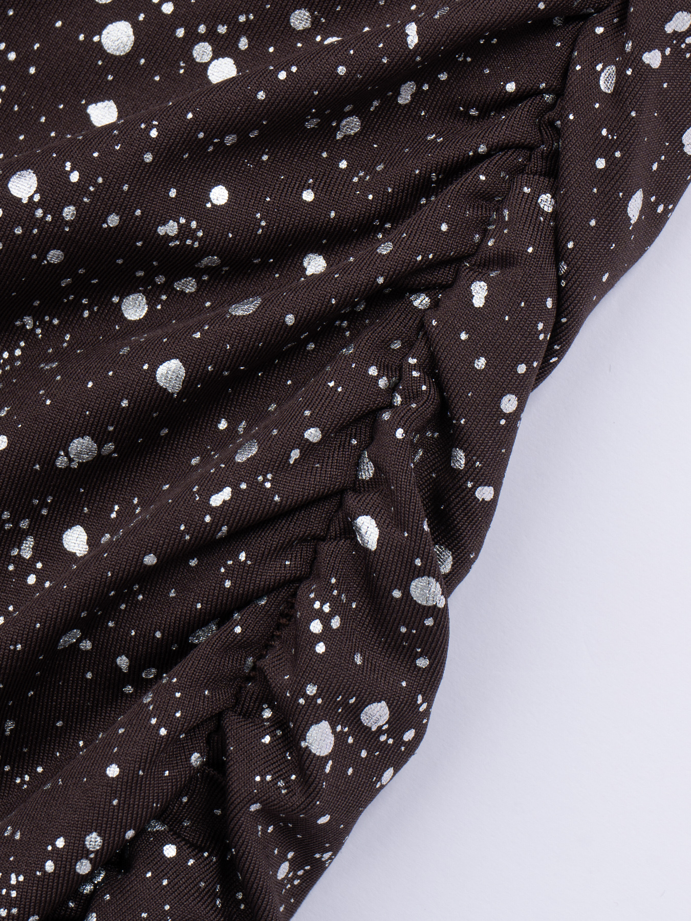 Dark brown sequined slant-collared sheath skirt, party short skirt