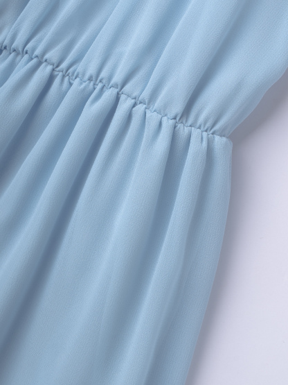 Light blue lace off-shoulder dress
