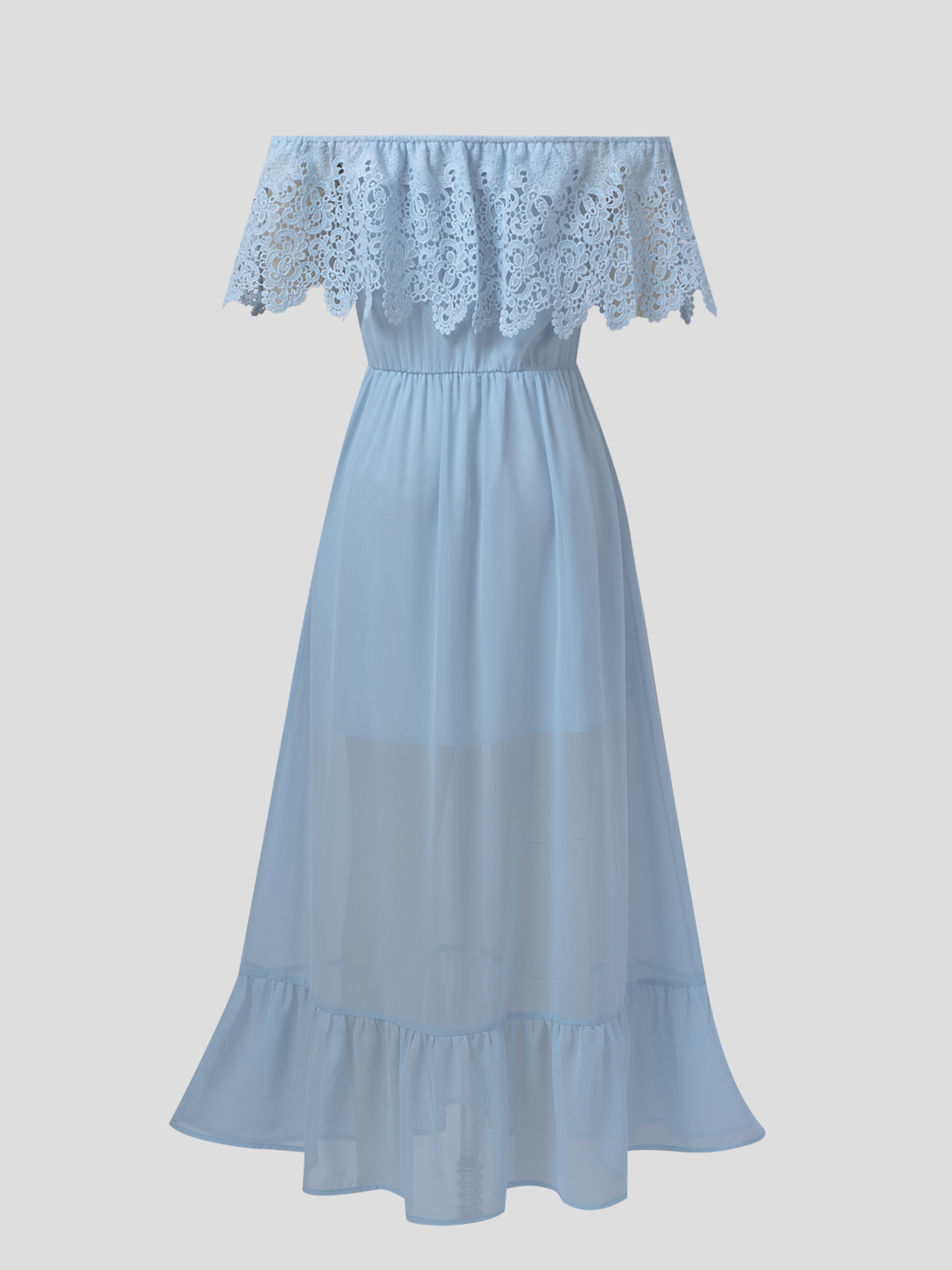 Light blue lace off-shoulder dress