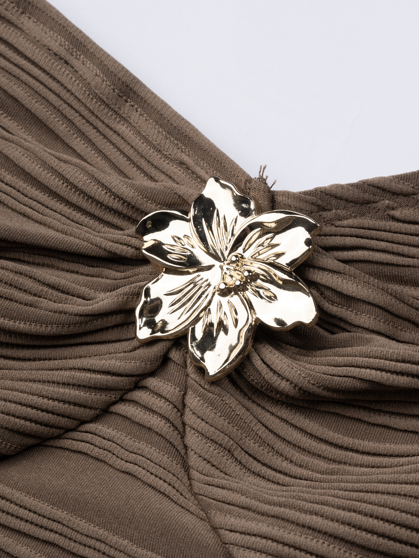 Brown Water Ripple Pattern Chest-Hanging Wide-Leg Set
