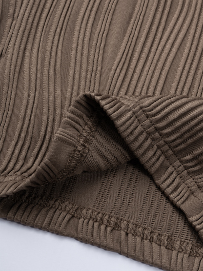 Brown Water Ripple Pattern Chest-Hanging Wide-Leg Set
