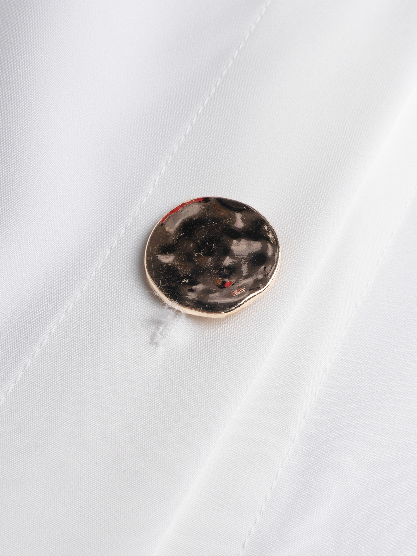 Women's White Blouse with Statement Buttons and Lantern Sleeves-Aegean-sea