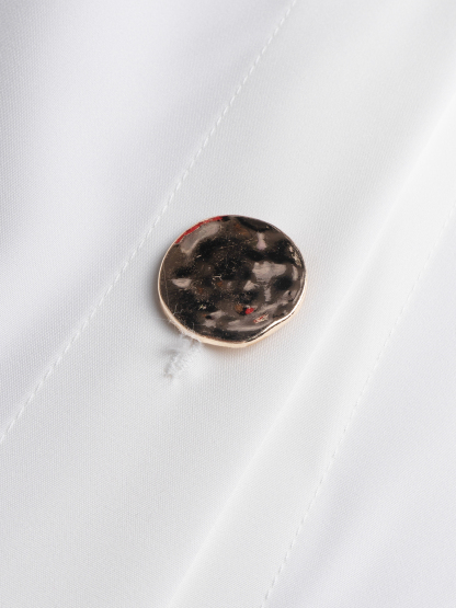 Women's White Blouse with Statement Buttons and Lantern Sleeves-Aegean-sea