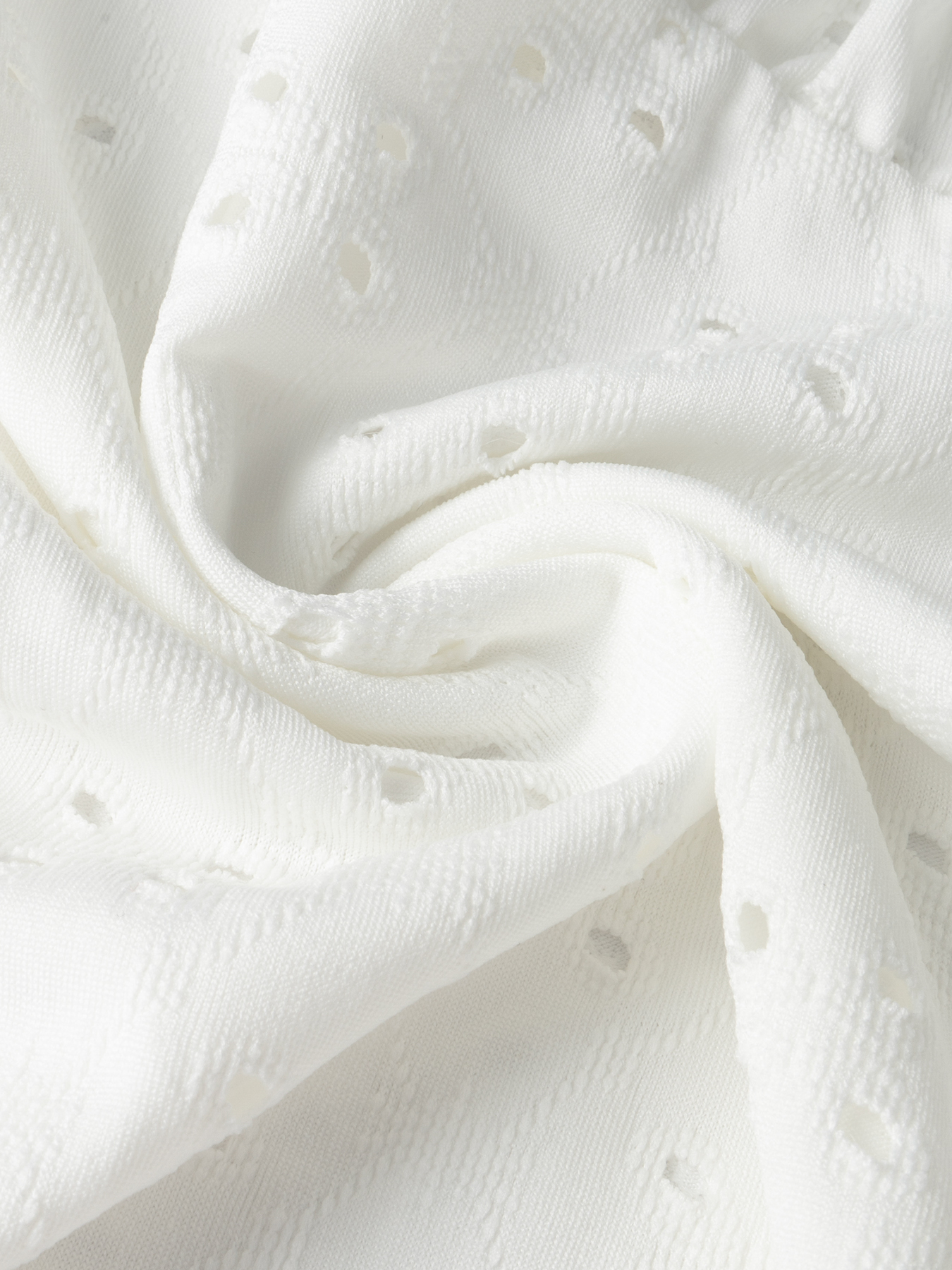 Woman's Eyelet Embroidery V-Neck Puff Sleeve Ruched Waist Blouse-Aegean-sea