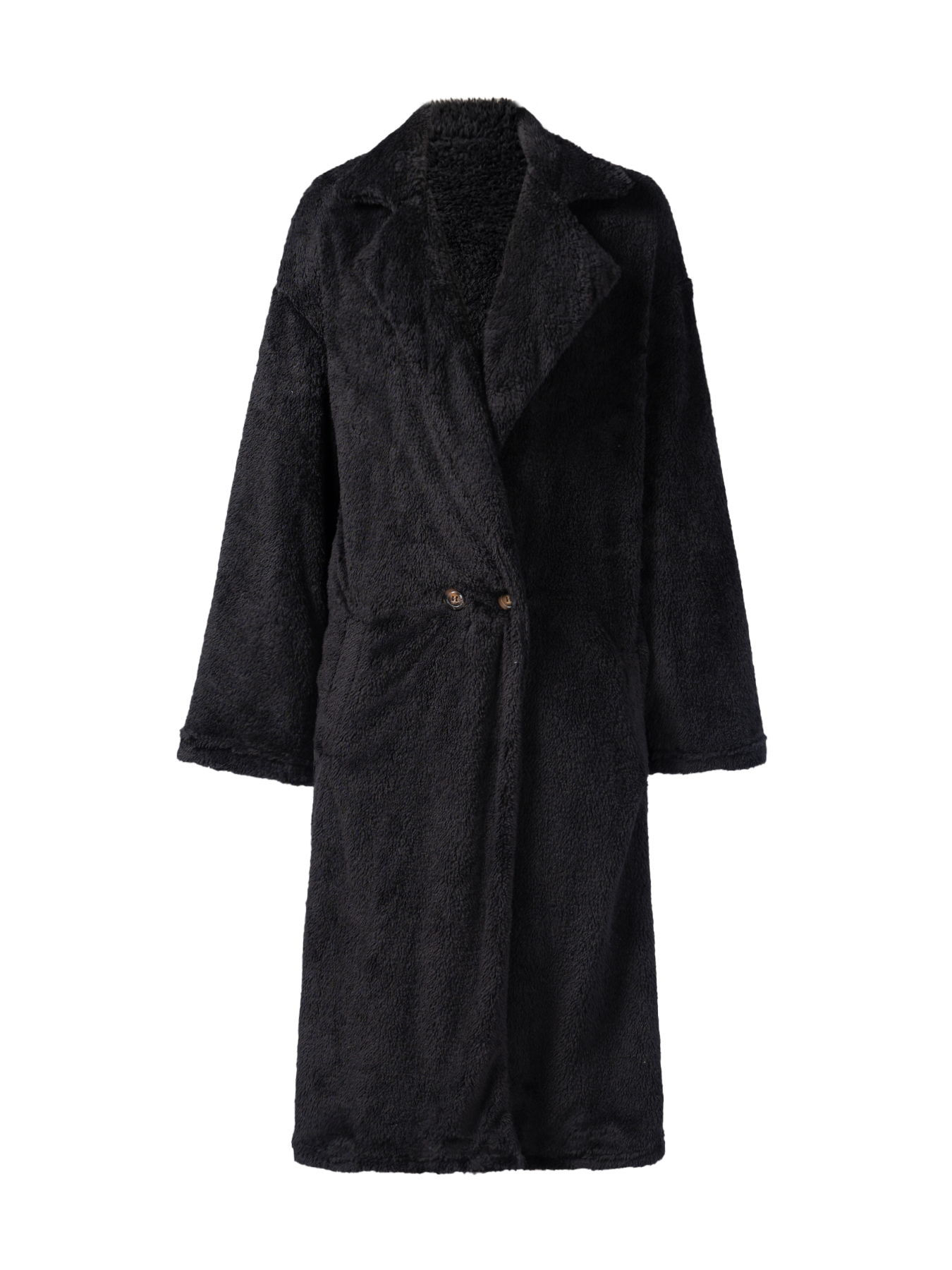 Women's Teddy Fleece Double - Breasted Long Coat-Aegean-sea