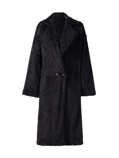 Women's Teddy Fleece Double - Breasted Long Coat-Aegean-sea