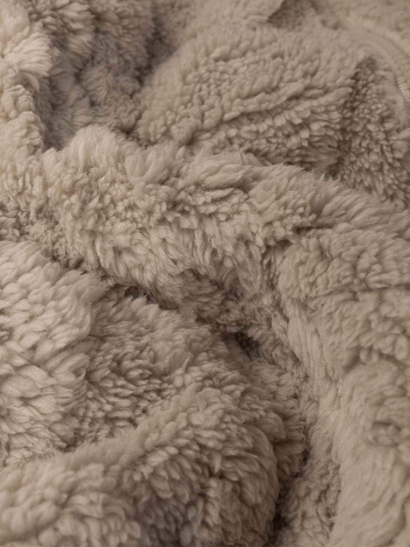 Woman's Soft Lazy Style Khaki Fleece Hooded Coat: Autumn-Winter Warm Mid-Length Textured Zip-Up Coat-Aegean-sea