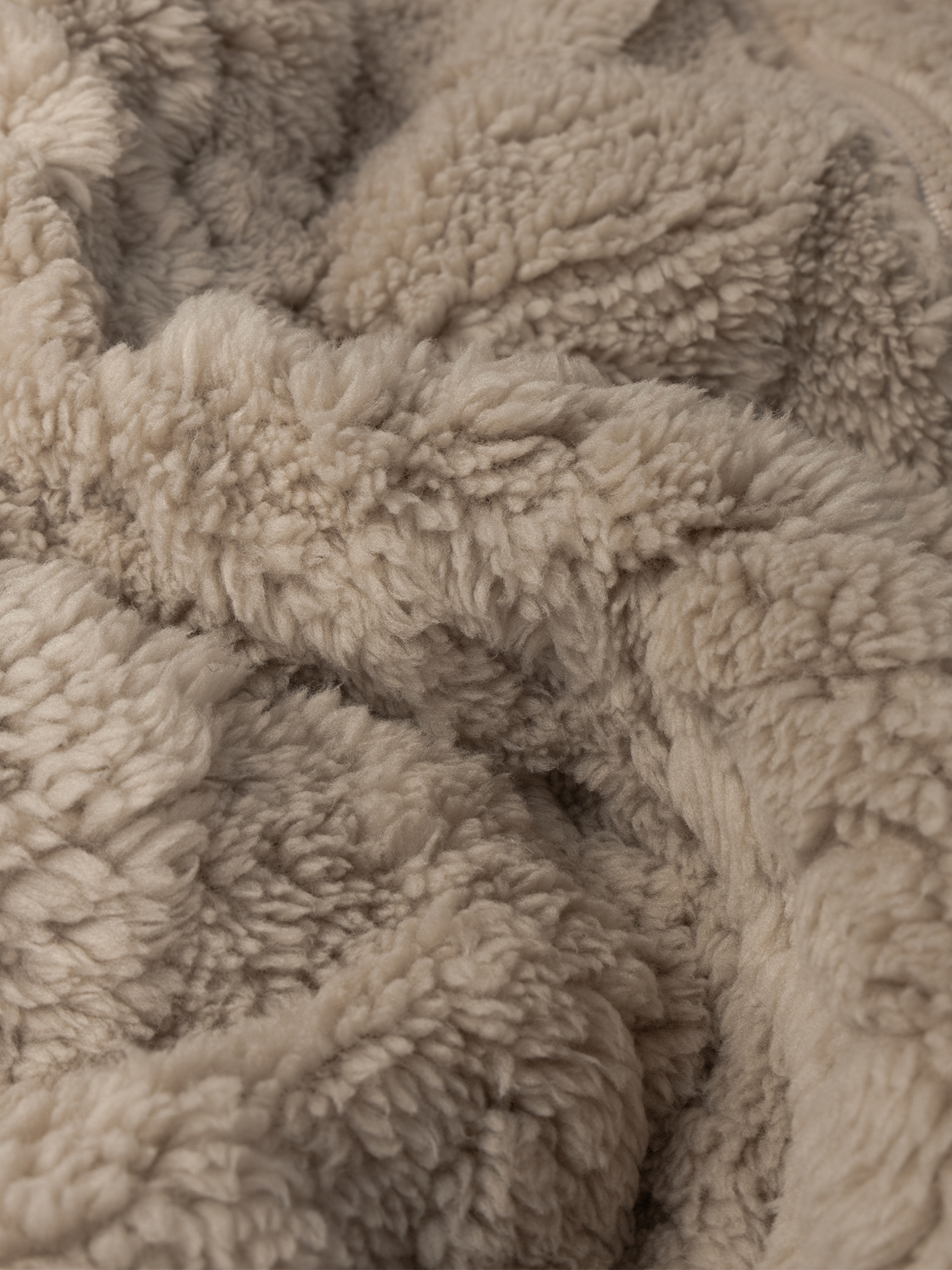 Woman's Soft Lazy Style Khaki Fleece Hooded Coat: Autumn-Winter Warm Mid-Length Textured Zip-Up Coat-Aegean-sea