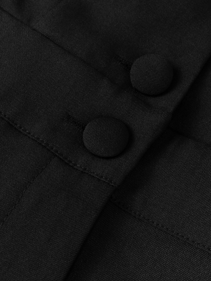 Woman's sleeveless backless suit collar-buttoned high-waisted wide-legged jumpsuit-Aegean-sea