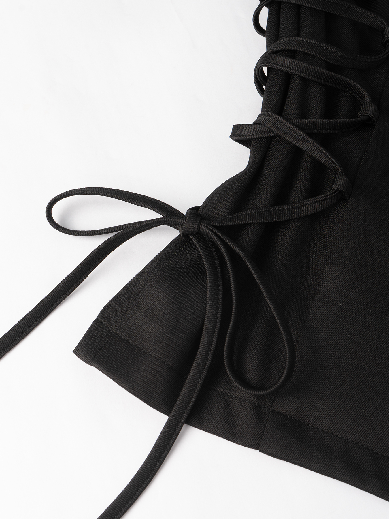 Woman's Black Lace-Up Waist Tailored Blazer-Aegean-sea