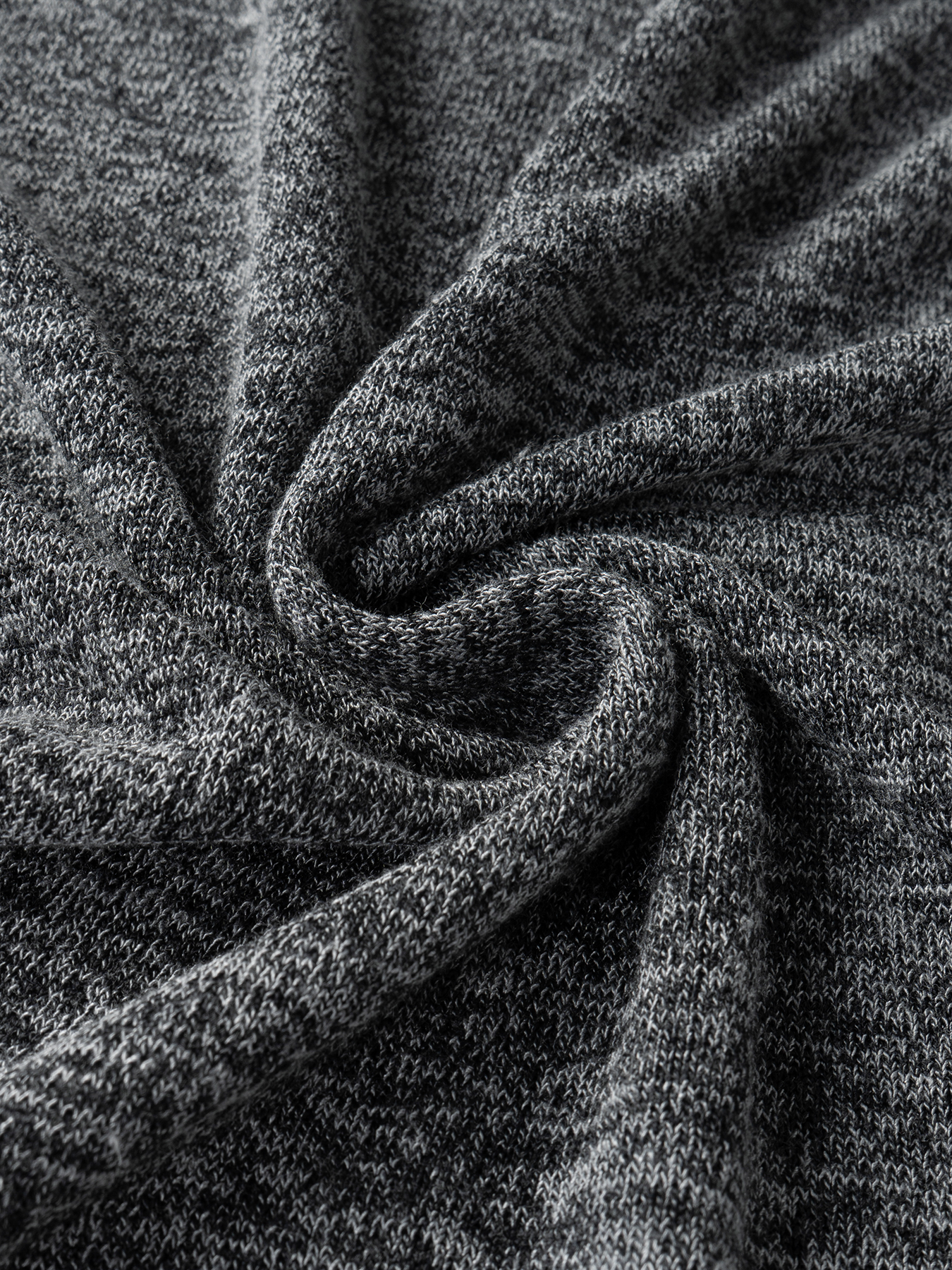 Fitted Gray Marled Knit Top - Bell Sleeves & White Trim Detail