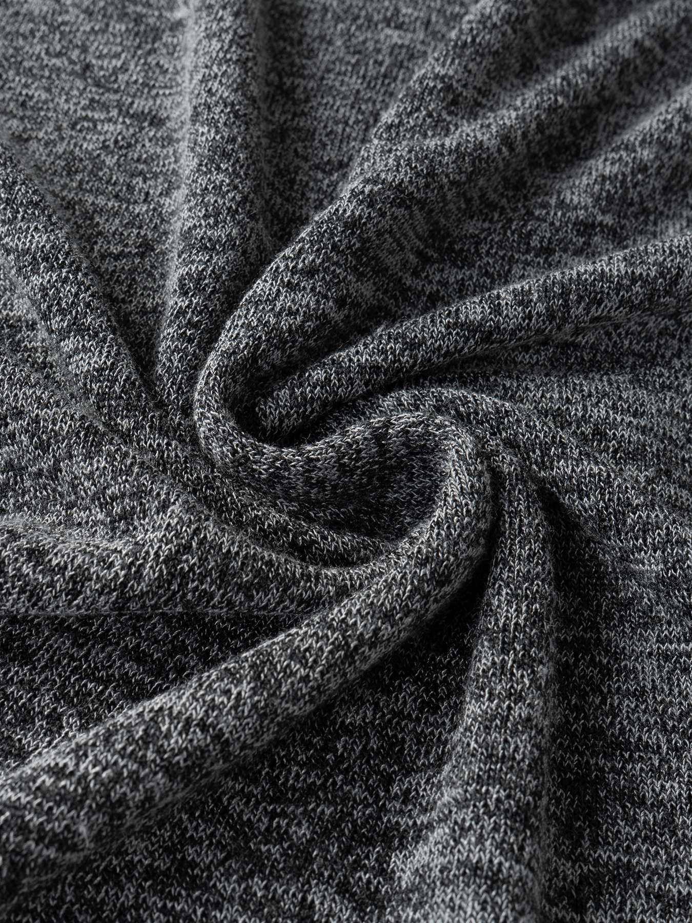 Fitted Gray Marled Knit Top - Bell Sleeves & White Trim Detail