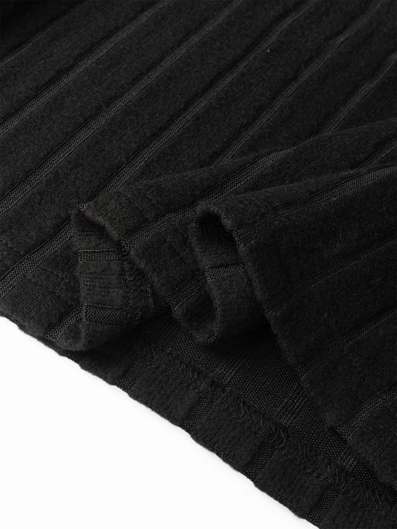 Minivestido con capucha de punto ribeteado negro con cordón ajustado para mujer-Aegean-sea