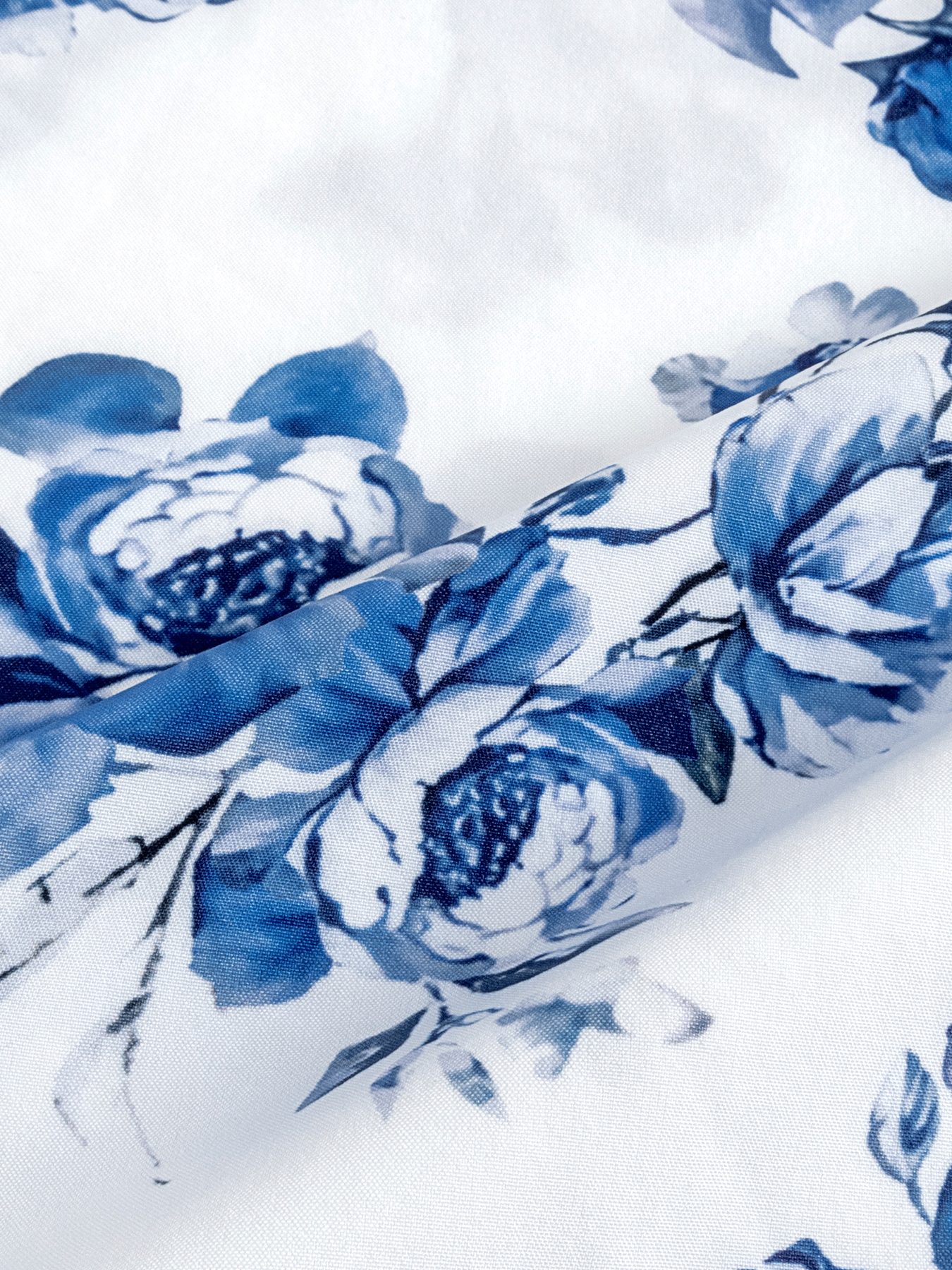 Woman's White & Blue Floral Print Halter Neck Belted Mini Dress