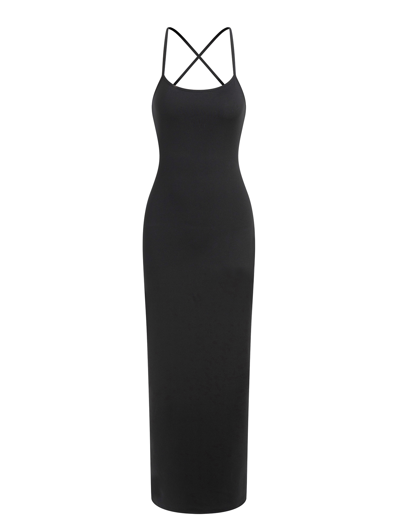 Women‘s thin shoulder straps cross-exposed back long strappy skirt pajama dress-Aegean-sea